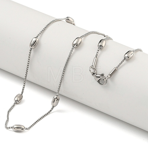 Non-Tarnish 304 Stainless Steel Box Chain Oval Link Necklaces NJEW-P315-01B-P-1