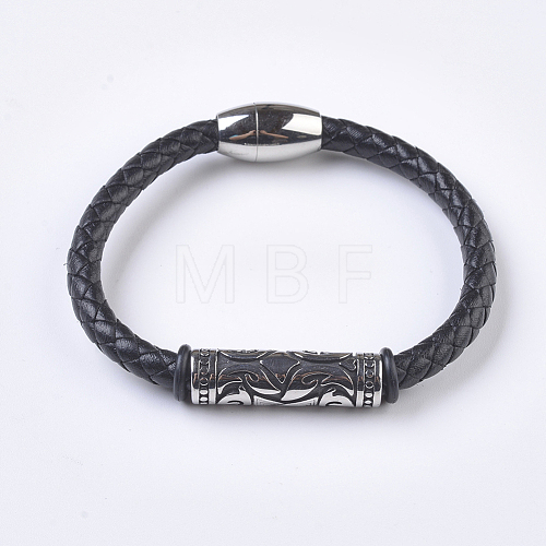 Men's Braided Leather Cord Bracelets BJEW-P194-11-1