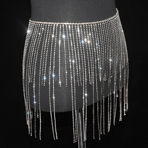 Full Crystal Rhinestone Tassel Skirt Body Chains WGA3B2D-12-1