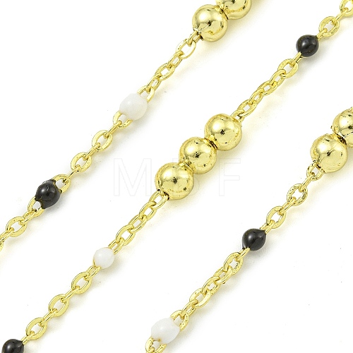 Brass Enamel Round Beaded Link Chain CHC-G022-07G-10-1