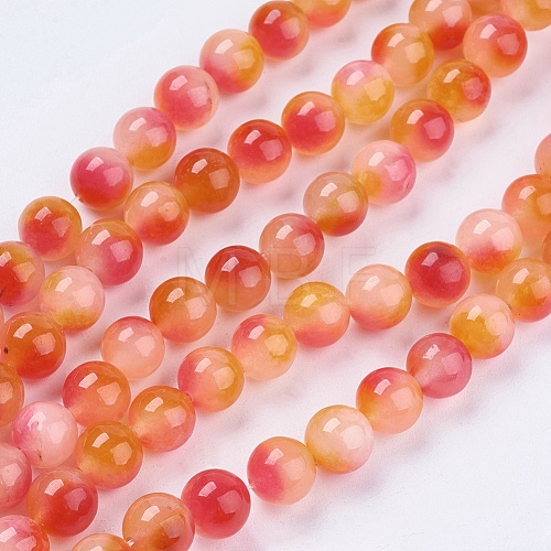 Two Tone Natural White Jade Bead Strands G-R165-8mm-06-1