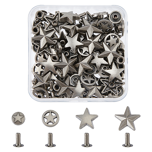 SUPERFINDINGS 64 Sets 4 Styles Alloy River Studs FIND-FH0009-17-1