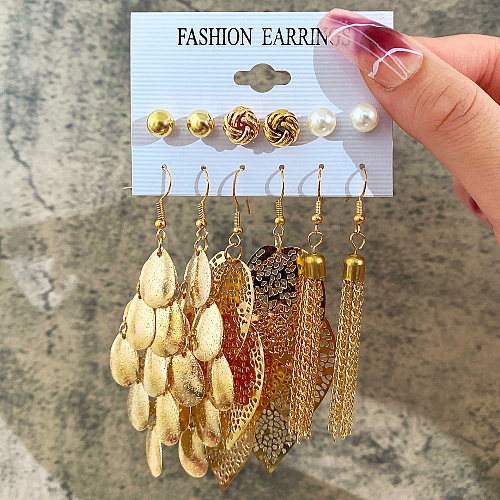 Alloy & Plastic Pearl Earring Sets WG01624-13-1