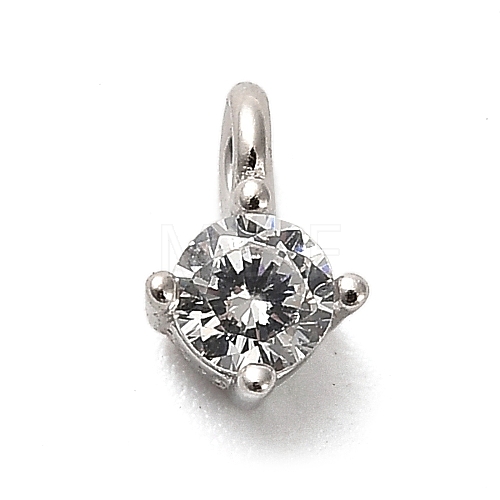 925 Sterling Silver Clear Cubic Zirconia Flat Round Charms STER-U009-07P-01-1