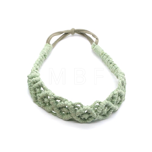 Solid Color Hand Braided Cotton Rope Elastic Headband OHAR-PW0005-02A-1