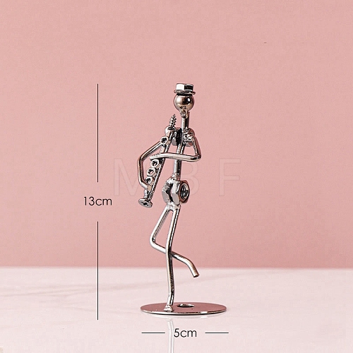 Iron Musician Reed Pipe Player Figurines Statue for Home Office Desktop Decoration PW-WG31010-01-1