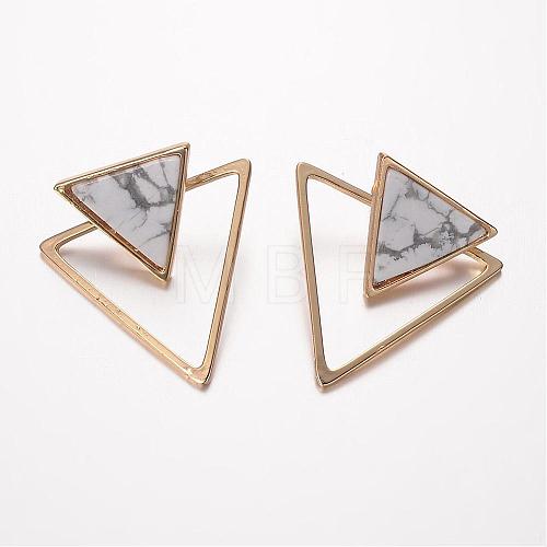 Natural Howlite Ear Studs EJEW-G147-C05-1