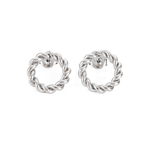 Non-Tarnish 304 Stainless Steel Twist Rope Ring Stud Earrings for Woman EJEW-N097-006P-1