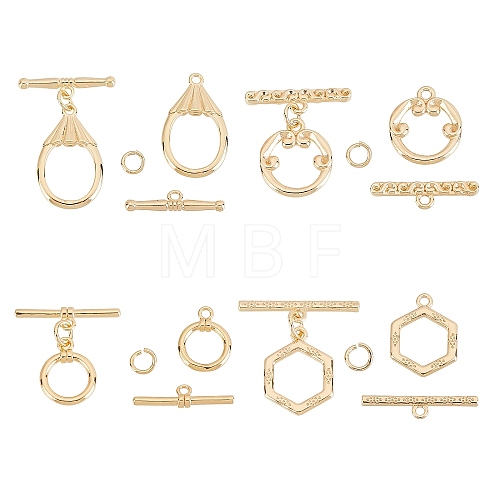 AHADERMAKER 8Set 4 Style Brass Toggle Clasps KK-GA0001-16-1