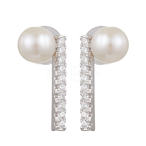 Natural Pearl Ear Studs EJEW-P286-18P-1