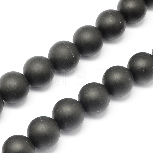 Natural Black Stone Bead Strands G-R193-01-14mm-1