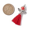 Porcelain Beaded with Polycotton Tassel Big Pendants PALLOY-JF02986-01-2