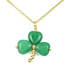 Saint Patrick's Day Clover Natural Malaysia Jade Pendant Necklace with 304 Stainless Steel Chains X-NJEW-JN04417-2