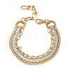 304 Stainless Steel & Glass Double Layers Chain Bracelets for Women BJEW-F540-10G-03-4