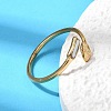 304 Stainless Steel & Natural Shell Cuff Rings for Women RJEW-G372-01G-05-2