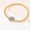 Brass Round Beads Stretch Bracelets for Women BJEW-H640-03B-GP-1