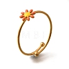 Daisy 304 Stainless Steel Enamel Open Cuff Rings for Women RJEW-M061-01G-07-2