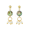 Abalone Shell/Paua Shell & Shell Pearl Beads Dangle Earrings EJEW-JE07327-5