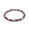 Natural Rhodonite Cube Beaded Stretch Bracelets for Women EZ7380-6-1
