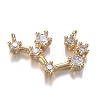 Brass Micro Clear Cubic Zirconia Pendants ZIRC-F120-019G-2