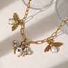 Alloy Crystal Rhinestone Bees Pendant Bib Pendant Necklaces with Imitation Pearl FS-WGD3FB1-01-3