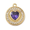 Brass Micro Pave Cubic Zirconia Pendants KK-CBA74BF-12G-01-2
