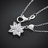 Silver Plated Brass Cubic Zirconia Flower Pendant Necklaces NJEW-BB09546-2