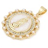 Rack Plating Brass Micro Pave Clear Cubic Zirconia Pendants KK-P287-36E-G-2
