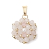 Natural Rose Quartz Faceted Round Cluster Flower Pendants PALLOY-MZ01197-08-1