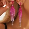 Brass Rhinestone Tassel Stud Earrings FS-WGD4A64-02-2