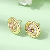 Brass Micro Pave Cubic Zirconia Stud Earrings EJEW-G471-13G-5