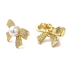 Bowknot Brass Micro Pave Clear Cubic Zirconia Stud Earrings EJEW-A040-08G-2