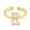 Rack Plating Brass Open Cuff Rings for Women RJEW-F162-01G-R-2