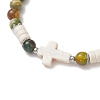 Gemstone Beaded Stretch Bracelets for Women Men BJEW-JB13649-5