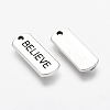 Tibetan Style Alloy Rectangle with Word Believe Pendants LS-TIBEP-Q043-066-RS-2