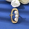 304 Stainless Steel Micro Pave Cubic Zirconia Open Cuff Rings for Women RJEW-K258-12A-G-1