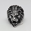 Valentines Day Unique Gift Ideas Retro Men's 304 Stainless Steel Wide Lion Rings RJEW-F006-200-1