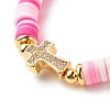 Polymer Clay Heishi Beads Stretch Bracelet for Women BJEW-JB07207-03-4