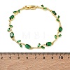 Brass Glass Flower Link Chain Bracelets KK-CBA7DFA-01G-B-7