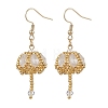 Transparent Electroplate Glass & Seed Glass Beads Dangle Earrings EJEW-MZ00714-01-3