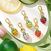 Glass Seed Beaded Strawberry Pendant Decoration HJEW-MZ00160-1