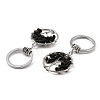 Natural Obsidian Flat Round with Tree of Life Pendant Keychain KEYC-E023-03U-2