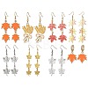 8 Pairs 8 Styles Maple Leaf Alloy Enamel Dangle Earrings EJEW-JE06137-1