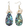 Natural Paua Shell Dangle Earrings EJEW-JE07306-3