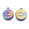 Rainbow Color 304 Stainless Steel Pendants Enamel Settings STAS-S119-095-3