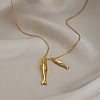 Ocean 304 Stainless Steel Double Fish Pendant Necklaces for Women WI5548-2