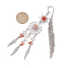 Alloy Sun & Woven Net/Web with Feather Charms Bookmarks AJEW-JK00368-04-3