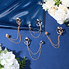 Gorgecraft 4Pcs 2 Color Jet Rhinestone Anchor Hanging Chain Brooches JEWB-GF0001-38-4