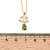 Christmas Tree Brass Micro Pave Cubic Zirconia Pendants Necklaces NJEW-L468-01G-B02-5