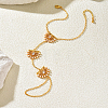 Brass Pave Clear Cubic Zirconia Hollow Fan Hand Chain Ring Bracelets with Imitation Pearl for Women EH6679-1